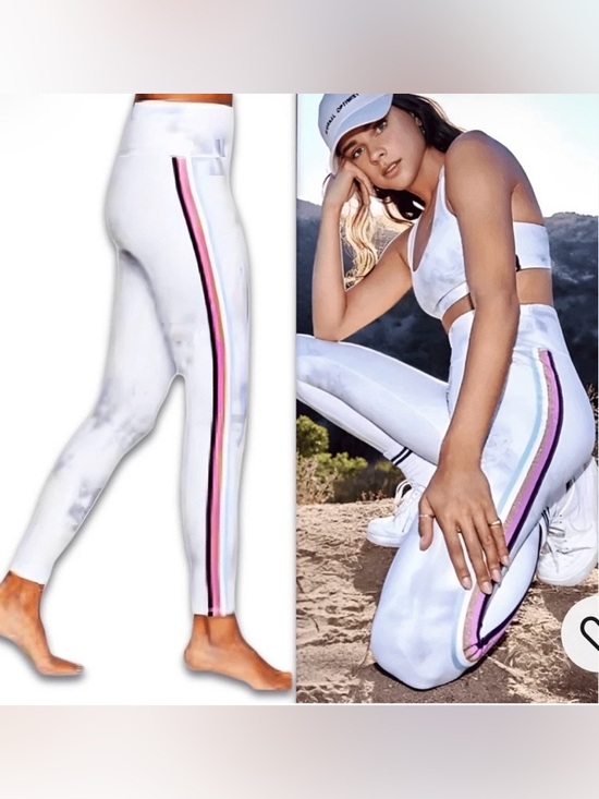 Spiritual Gangster Pants - Spiritual gangster white marble intent 7/8 yoga legging side stripe NWOT SZ S